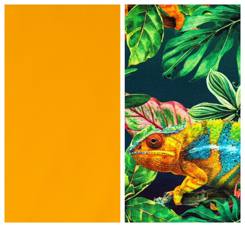 kollane helkurkangas/ trikotaažvooder kameeleon